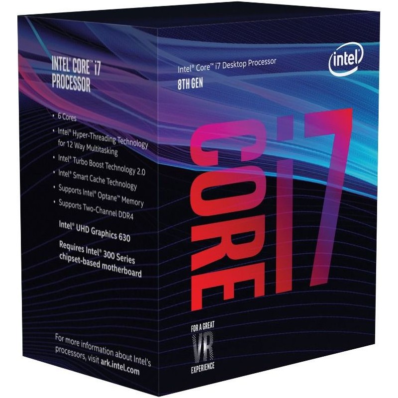 CPU INTEL, skt. LGA 1151 Core i7, i7-8700K, frecventa 3.7 GHz, turbo 4.7 GHz, 6 nuclee, putere 95 W, "BX80684I78700K"