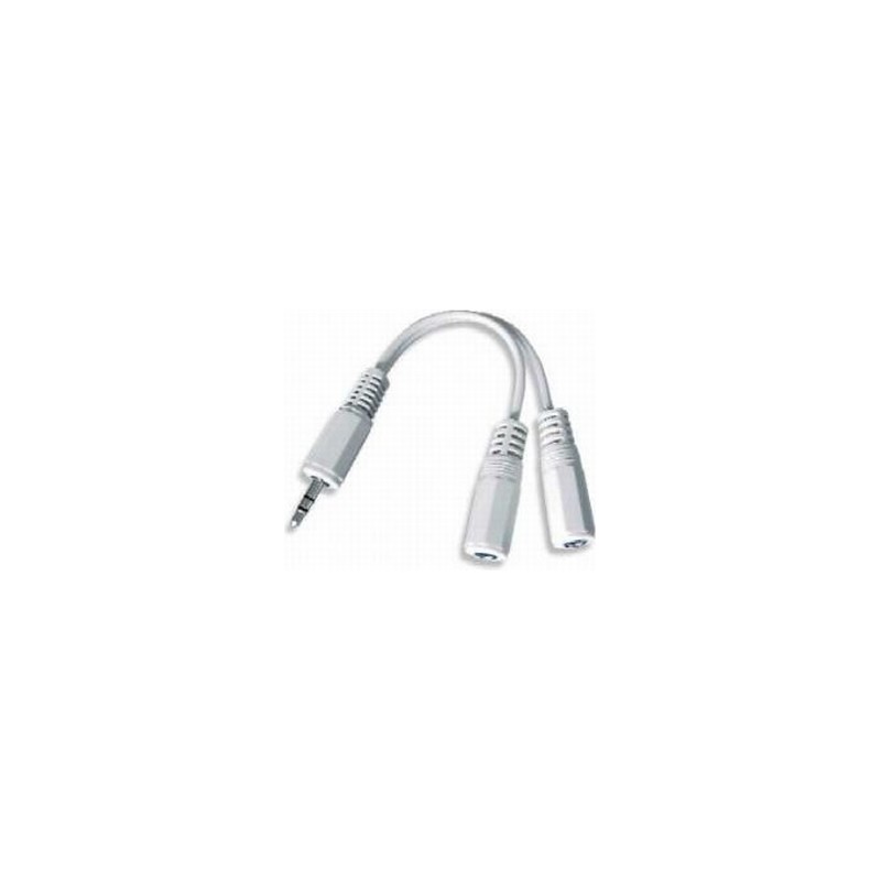 CABLU audio GEMBIRD Splitter stereo (1 x 3.5 mm jack T la 2 x 3.5 mm jack M), 10cm, alb "CCA-415W" (timbru verde 0.08 lei)