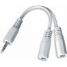 CABLU audio GEMBIRD Splitter stereo (1 x 3.5 mm jack T la 2 x 3.5 mm jack M), 10cm, alb "CCA-415W" (timbru verde 0.08 lei)