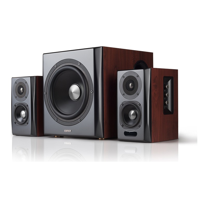BOXE EDIFIER 2.1, RMS: 150W (2 x 25W, 2 x 15W, 1 x 70W), bluetooth, telecomanda wireless, volum, bass, treble, optical, brown, "