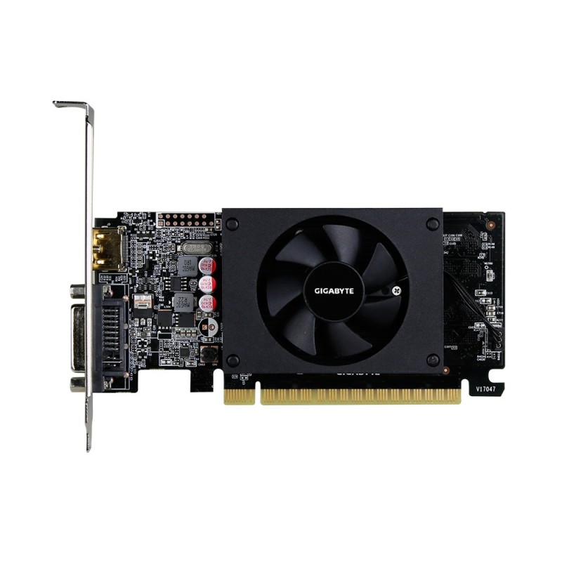 PLACA VIDEO GIGABYTE NVIDIA GeForce  GT 710, 2GB GDDR5 64biti, PCI Express 2.0 x 8, HDMI, DVI, sistem racire aer activ, "N710D5-