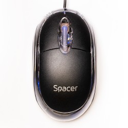 MOUSE  Spacer, PC sau NB, cu fir, USB, optic,  800 dpi, butoane/scroll 3/1, , negru, "SPMO-080" 45503289 (timbru verde 0.18 lei)