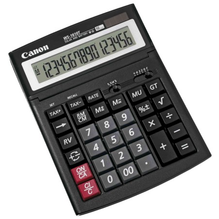 Calculator de birou CANON, WS1610T, ecran 16 digiti, alimentare solara si baterie, negru, "BE0696B001AA" (timbru verde 0.18 lei)