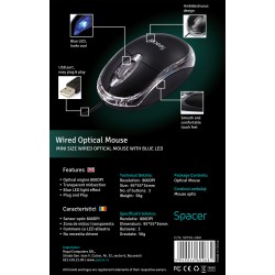 MOUSE  Spacer, PC sau NB, cu fir, USB, optic,  800 dpi, butoane/scroll 3/1, , negru, "SPMO-080" 45503289 (timbru verde 0.18 lei)