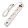 PRELUNGITOR SPACER, Schuko x 5, conectare prin Schuko (T), USB x 2, cablu 1.8 m, 16 A, max. 3500W, protectie supratensiune, alb,
