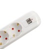 PRELUNGITOR SPACER, Schuko x 5, conectare prin Schuko (T), USB x 2, cablu 1.8 m, 16 A, max. 3500W, protectie supratensiune, alb,