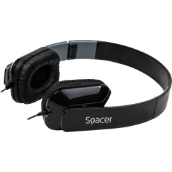 CASTI SPACER cu microfon. pe fir (handsfree), jack 3.5mm, black "SPK-205"   (include TV 0.75 lei)