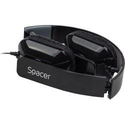 CASTI SPACER cu microfon. pe fir (handsfree), jack 3.5mm, black "SPK-205"   (include TV 0.75 lei)