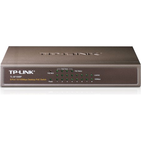 SWITCH PoE TP-LINK  8 porturi 10/100Mbps (4 PoE), IEEE 802.3af, carcasa metalica "TL-SF1008P" (timbru verde 2 lei)