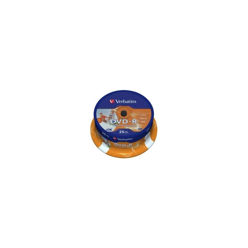 DVD-R VERBATIM  4.7GB, 120min, viteza 16x, 25 buc, Single Layer, spindle, printabil, "Wide Inkjet Printable" "43538"