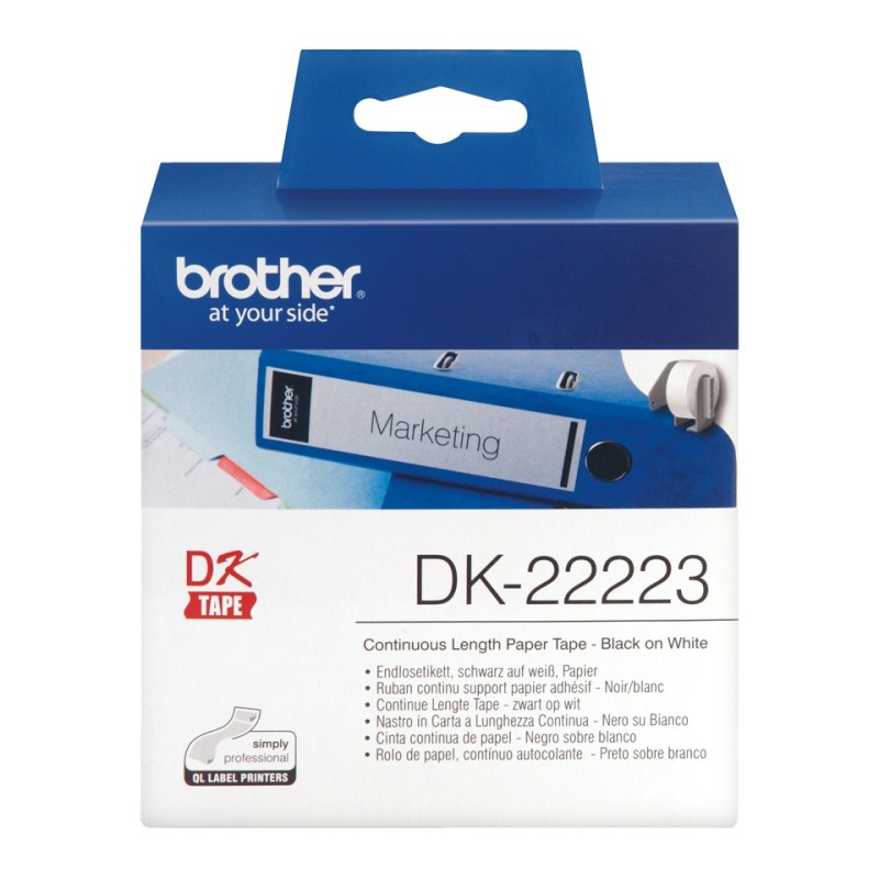Banda Continua Hartie  Original Brother Black on White, DK22223, pentru P-TOUCH QL-1100|1110|800|810|1050|1060|500|560|570|580|6