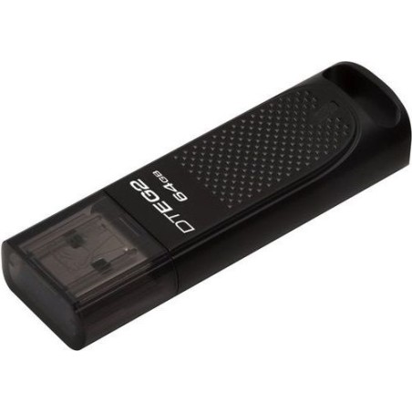 MEMORIE USB 3.1 KINGSTON 64 GB, cu capac, carcasa metalic, negru, "DTEG2/64GB" (timbru verde 0.03 lei)
