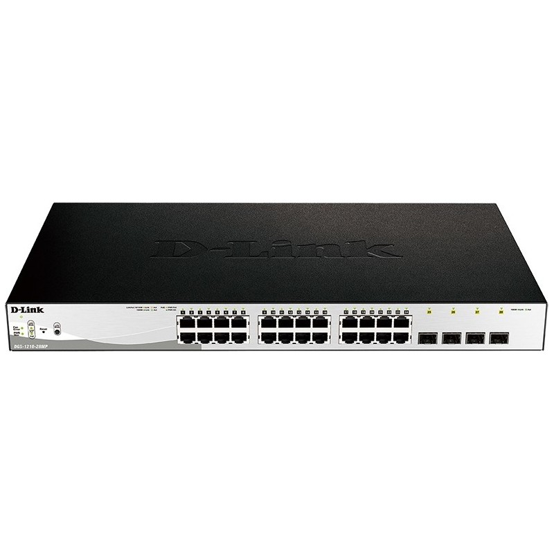 SWITCH PoE D-LINK Smart 24 porturi Gigabit (24 poE) + 4 porturi Combo SFP, IEEE 802.3af/at, carcasa metalica, rackabil,  "DGS-12