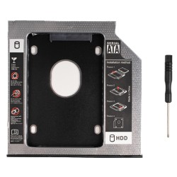 RACK intern SPACER, tip caddy 9.5mm, 5.25 inch la 2.5 inch, S-ATA, interfata PC S-ATA, metal, negru, "SPR-25DVDI" (timbru verde 