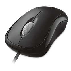 MOUSE MICROSOFT, "Basic", PC sau NB, cu fir, USB, optic, 800 dpi, butoane/scroll 3/1, , negru, "4YH-00007" (timbru verde 0.18 le