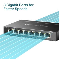 SWITCH TP-LINK  8 porturi Gigabit. carcasa metalica "TL-SG108E" (timbru verde 2 lei)