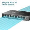 SWITCH TP-LINK  8 porturi Gigabit. carcasa metalica "TL-SG108E" (timbru verde 2 lei)