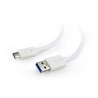 CABLU alimentare si date GEMBIRD, pt. smartphone, USB 3.0 (T) la USB 3.1 Type-C (T), 36W, 1.8m, alb, "CCP-USB3-AMCM-6-W" (timbru