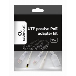 Kit adaptor pasiv POE, cablu injector RJ45 + alimentare RJ45, white, Gembird "PP12-POE-0.15M-W" (timbru verde 0.8 lei)