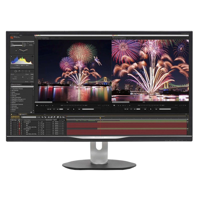 MONITOR PHILIPS 31.5", grafica, IPS, WQHD (2560 x 1440), Wide, 300 cd/mp, 4 ms, VGA, HDMI, DisplayPort, "328P6AUBREB/00" (timbru