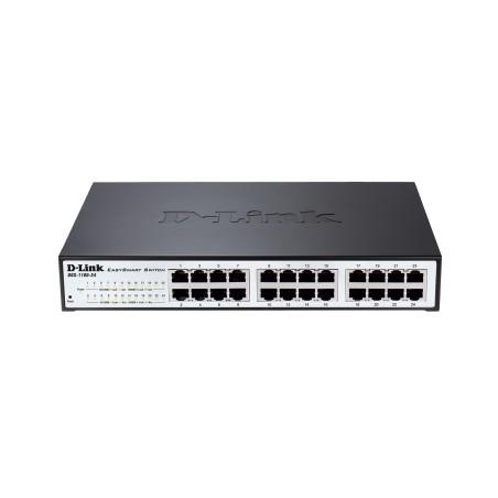 SWITCH PoE D-LINK Smart 24 porturi Gigabit (12 PoE), IEEE 802.3af/at, carcasa metalica, rackabil, "DGS-1100-24P" (timbru verde 2