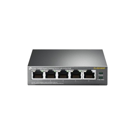 SWITCH PoE TP-LINK  5 porturi Gigabit (4 PoE+), IEEE 802.3at/af, 65W maxim total, carcasa metalica "TL-SG1005P" (timbru verde 2 