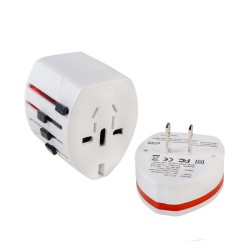 ADAPTOR universal SPACER, pt. calatorii, Schuko x 1, conectare Socket Universal (T), USB x 2,   10 A, alb, "SPAD-UNIV"/45505994 
