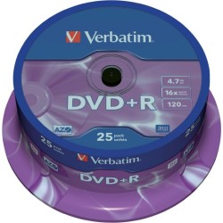 DVD+R VERBATIM  4.7GB, 120min, viteza 16x,  25 buc, Single Layer, spindle, "Matt Silver" "43500"
