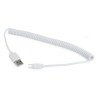 CABLU alimentare si date GEMBIRD, pt. smartphone, USB 2.0 (T) la Micro-USB 2.0 (T), 1.8m, spiralat, conectori auriti, alb, "CC-m