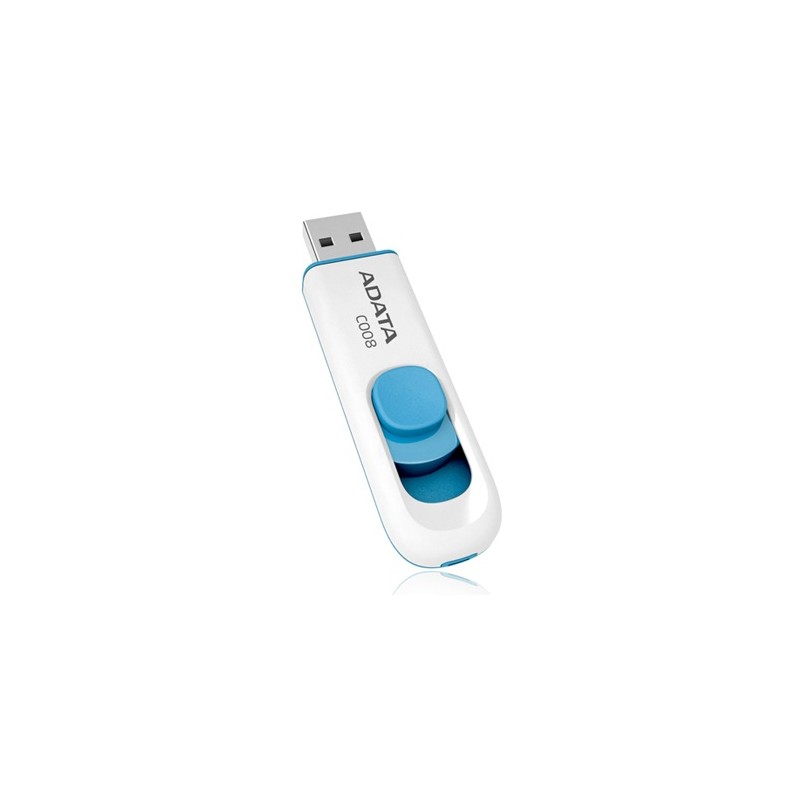 MEMORIE USB 2.0 ADATA 32 GB, retractabila, carcasa plastic, alb / albastru, "AC008-32G-RWE" (timbru verde 0.03 lei)