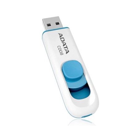 MEMORIE USB 2.0 ADATA 32 GB, retractabila, carcasa plastic, alb / albastru, "AC008-32G-RWE" (timbru verde 0.03 lei)