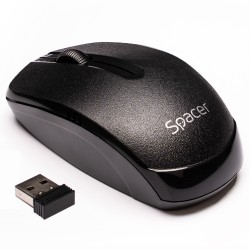MOUSE  Spacer, PC sau NB, wireless, 2.4GHz, optic, 1000 dpi, butoane/scroll 3/1, , negru, "SPMO-161" (timbru verde 0.18 lei)