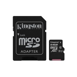 CARD MicroSD KINGSTON, 64 GB, MicroSDXC, clasa 10, standard UHS-I U1, "SDCS/64GB" (timbru verde 0.03 lei)