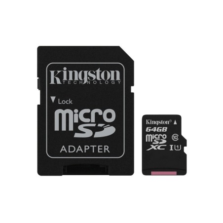 CARD MicroSD KINGSTON, 64 GB, MicroSDXC, clasa 10, standard UHS-I U1, "SDCS/64GB" (timbru verde 0.03 lei)