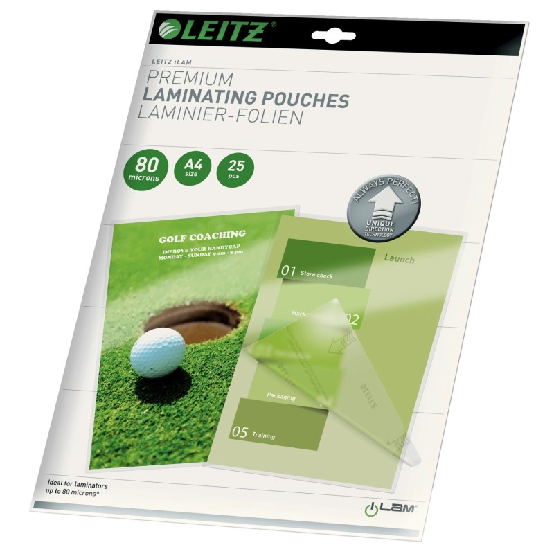 Folie Leitz UDT pentru laminare la cald,  A4,  80 mic.,  25buc/set, "74790000"