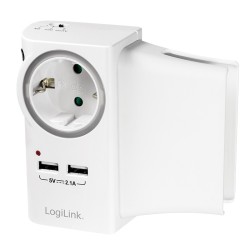 PRIZA LOGILINK, Schuko x 1, conectare prin Schuko (T), USB x 2, 16 A, protectie supratensiune, protectie copii, alb, "PA0165" (i