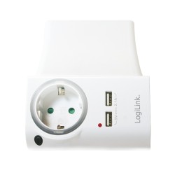 PRIZA LOGILINK, Schuko x 1, conectare prin Schuko (T), USB x 2, 16 A, protectie supratensiune, protectie copii, alb, "PA0165" (i