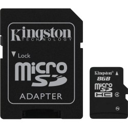 CARD MicroSD KINGSTON, 8 GB, MicroSDHC, clasa 4, standard nu e cazul, "SDC4/8GB" (timbru verde 0.03 lei)