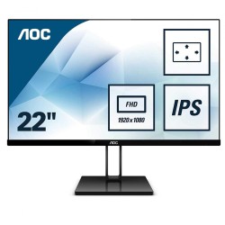 MONITOR AOC 21.5", home, office, IPS, Full HD (1920 x 1080), Wide, 250 cd/mp, 5 ms, HDMI, DisplayPort, "22V2Q" (timbru verde 7 l