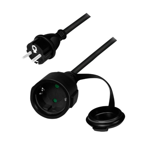 Cablu de alimentare prelungitor, Schuko, 5m, 3x1.5mm2, 250V / 16A, black, Logilink "LPS102" (timbru verde 0.18 lei)