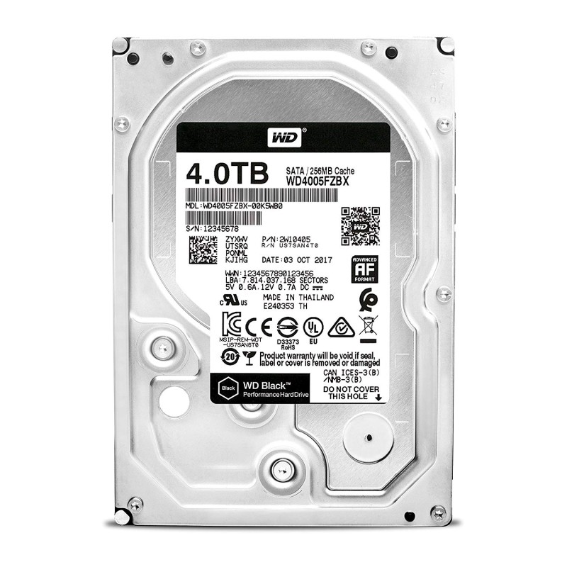 HDD WD 4 TB, Black, 7.200 rpm, buffer 256 MB, pt. desktop PC, "WD4005FZBX"