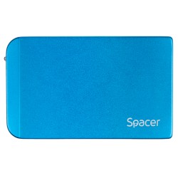 RACK extern SPACER, pt HDD/SSD, 2.5 inch, S-ATA, interfata PC USB 3.0, Husa piele sintetitca, aluminiu, albastru, "SPR-25611A" (