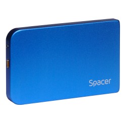 RACK extern SPACER, pt HDD/SSD, 2.5 inch, S-ATA, interfata PC USB 3.0, Husa piele sintetitca, aluminiu, albastru, "SPR-25611A" (
