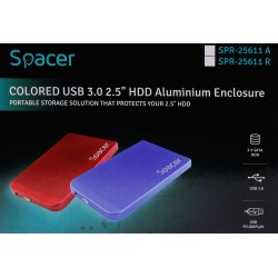 RACK extern SPACER, pt HDD/SSD, 2.5 inch, S-ATA, interfata PC USB 3.0, Husa piele sintetitca, aluminiu, albastru, "SPR-25611A" (