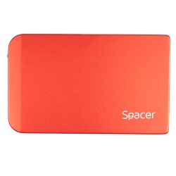 RACK extern SPACER, pt HDD/SSD, 2.5 inch, S-ATA, interfata PC USB 3.0, Husa piele sintetitca, aluminiu, rosu, "SPR-25611R" (timb