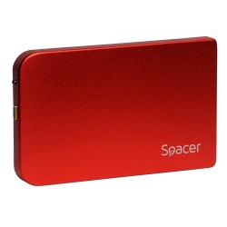 RACK extern SPACER, pt HDD/SSD, 2.5 inch, S-ATA, interfata PC USB 3.0, Husa piele sintetitca, aluminiu, rosu, "SPR-25611R" (timb