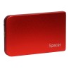 RACK extern SPACER, pt HDD/SSD, 2.5 inch, S-ATA, interfata PC USB 3.0, Husa piele sintetitca, aluminiu, rosu, "SPR-25611R" (timb