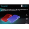 RACK extern SPACER, pt HDD/SSD, 2.5 inch, S-ATA, interfata PC USB 3.0, Husa piele sintetitca, aluminiu, rosu, "SPR-25611R" (timb