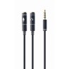 CABLU audio GEMBIRD Splitter stereo (1 x 3.5 mm jack T la 2 x 3.5 mm jack M), 20cm, negru "CCA-417M" (timbru verde 0.08 lei)