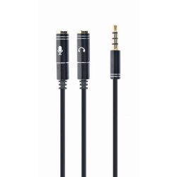 CABLU audio GEMBIRD Splitter stereo (1 x 3.5 mm jack T la 2 x 3.5 mm jack M), 20cm, negru "CCA-417M" (timbru verde 0.08 lei)